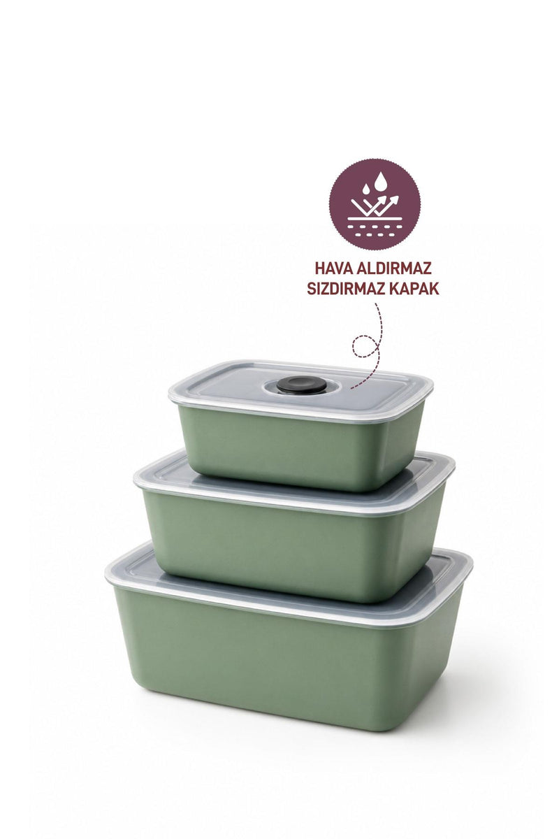 Selka Home 3'lü Vakum Kapaklı Saklama Kabı - Selka Home | Şık tasarımlar akıllı çözümler