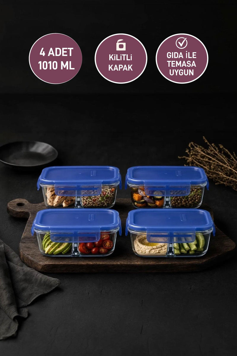 Selka Home 4 Adet Lina Bölmeli Cam Saklama - Selka Home | Şık tasarımlar akıllı çözümler
