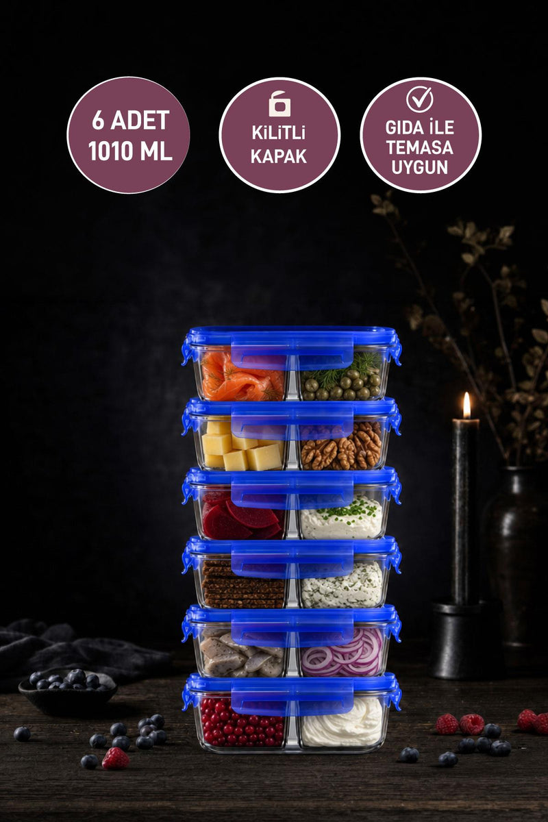 Selka Home 6 Adet Lina Bölmeli Cam Saklama - Selka Home | Şık tasarımlar akıllı çözümler