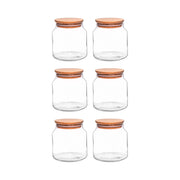 Selka Home 6'lı 635 ML Sade Ahşap Kapaklı Cam Kavanoz - Selka Home | Şık tasarımlar akıllı çözümler