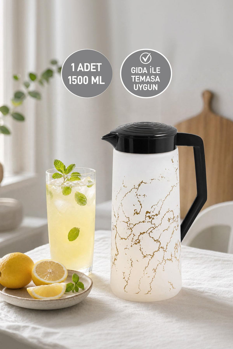 Selka Home Beyaz Mermer Desen Cam Sürahi 1500 ML - Selka Home | Şık tasarımlar akıllı çözümler