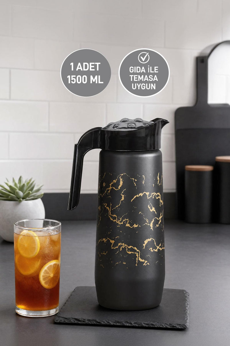 Selka Home Siyah Mermer Desen Cam Sürahi 1500 ML - Selka Home | Şık tasarımlar akıllı çözümler