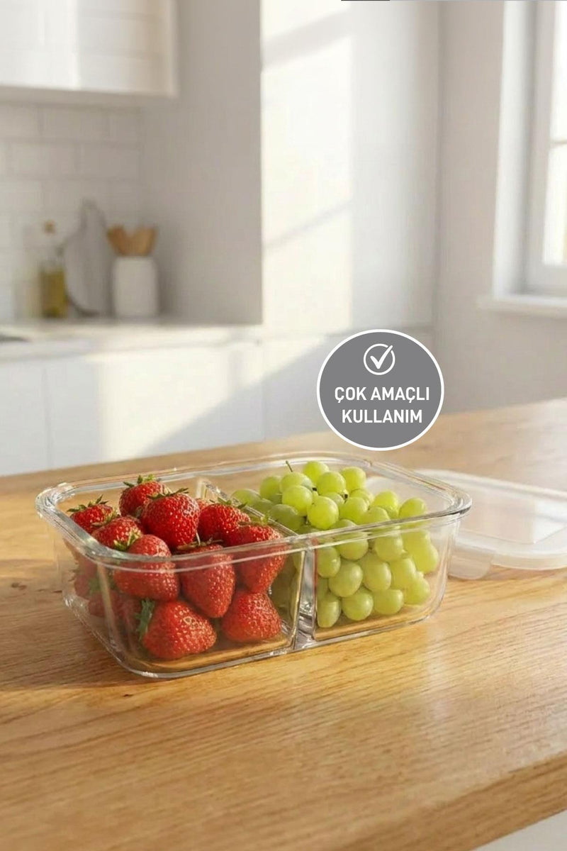 Selka Home Sofia 1120 ML. 2 Bölmeli Cam Saklama Kabı - Selka Home | Şık tasarımlar akıllı çözümler