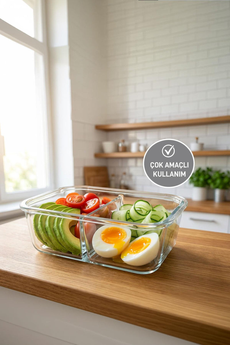 Selka Home Sofia 720 ML. 2 Bölmeli Cam Saklama Kabı - Selka Home | Şık tasarımlar akıllı çözümler