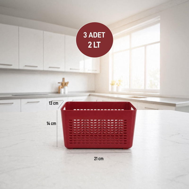 Selka Lavin 3 Adet 2 Lt. Dolap İçi Düzenleyici Bordo - Selka Home | Şık tasarımlar akıllı çözümler