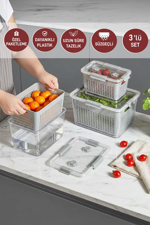 Selka Lavin 3'lü Saklama Kabı ( 2-4-7 Lt. ) - Selka Home | Şık tasarımlar akıllı çözümler