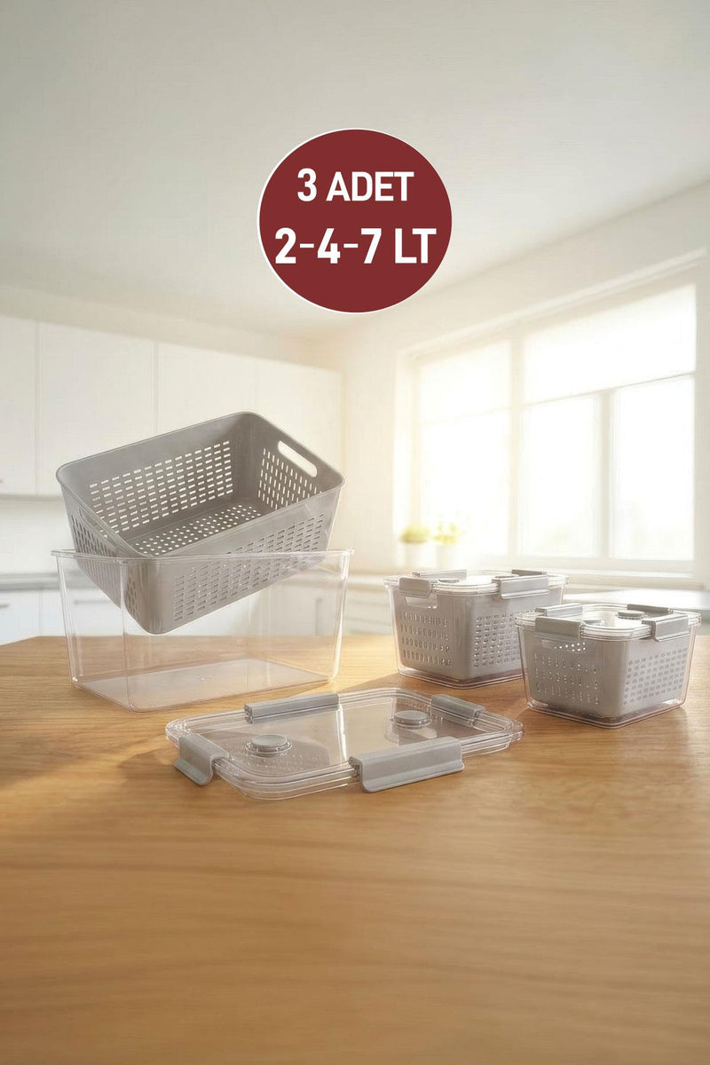 Selka Lavin 3'lü Saklama Kabı ( 2-4-7 Lt. ) - Selka Home | Şık tasarımlar akıllı çözümler