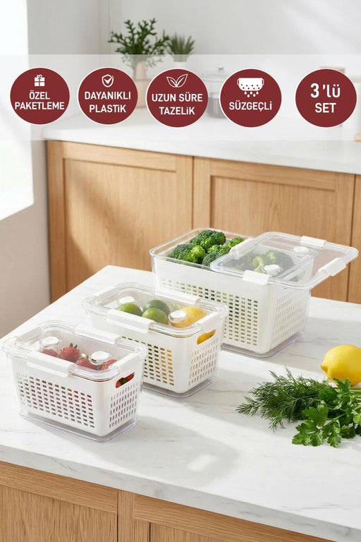 Selka Lavin 3'lü Saklama Kabı ( 2-4-7 Lt. ) - Selka Home | Şık tasarımlar akıllı çözümler