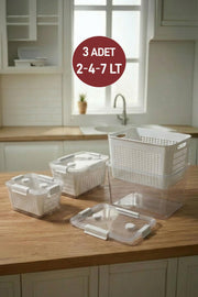 Selka Lavin 3'lü Saklama Kabı ( 2-4-7 Lt. ) - Selka Home | Şık tasarımlar akıllı çözümler