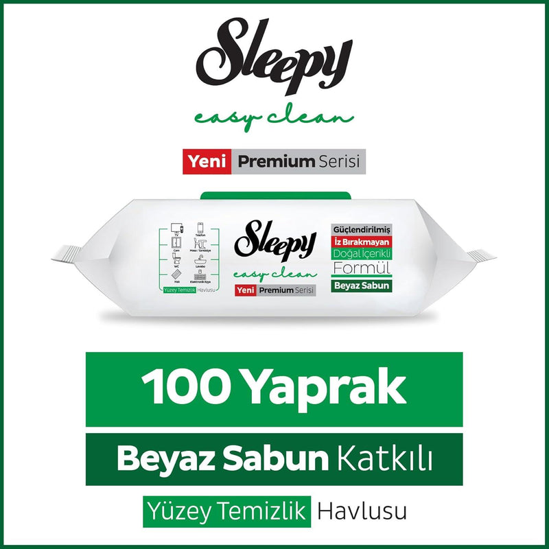 Sleepy Easy Clean Premium Beyaz Sabun Katkılı Yüzey Temizlik Havlusu Mendili 6x100 (600 Yaprak) - Selka Home | Şık tasarımlar akıllı çözümler